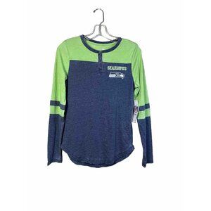 NWT Seattle Seahawks Licensed NFL Girl's Small 3/5 Henley Top Shirt Football